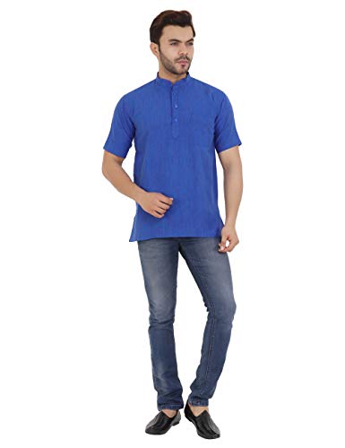 Image of LATEST CHIKAN Men's Cotton Regular Textured Short Kurta Half Sleeves - (SK-DJ)