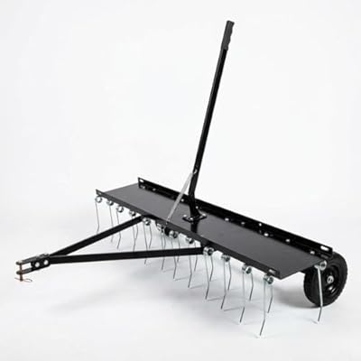 BouPower Lawn Dethatcher,Pull Behind Dethatcher for Lawn Care,Pull UP Thatch,Moss,Leaves,Steel Tow Behind Dethatcher with Tines for Lawn Tractor,Farms Yard Tools (40-in Pull Behind Dethatcher)