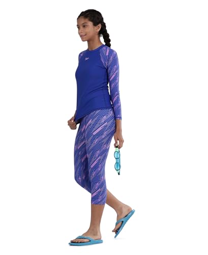 Image of Speedo Girl's Endurance 10 High Chlorine Resistant UPF 40+ Sun Protection Capri