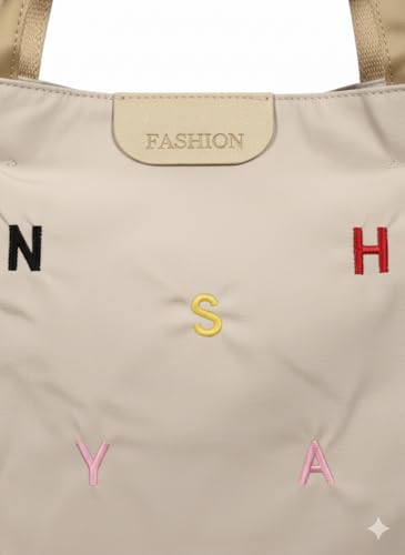 Image of Korean Style Heart Embroidery Tote Bag - Cute Shoulder Bag, Student Book Bag, Durable Ladies Handbag, Shopper Bag