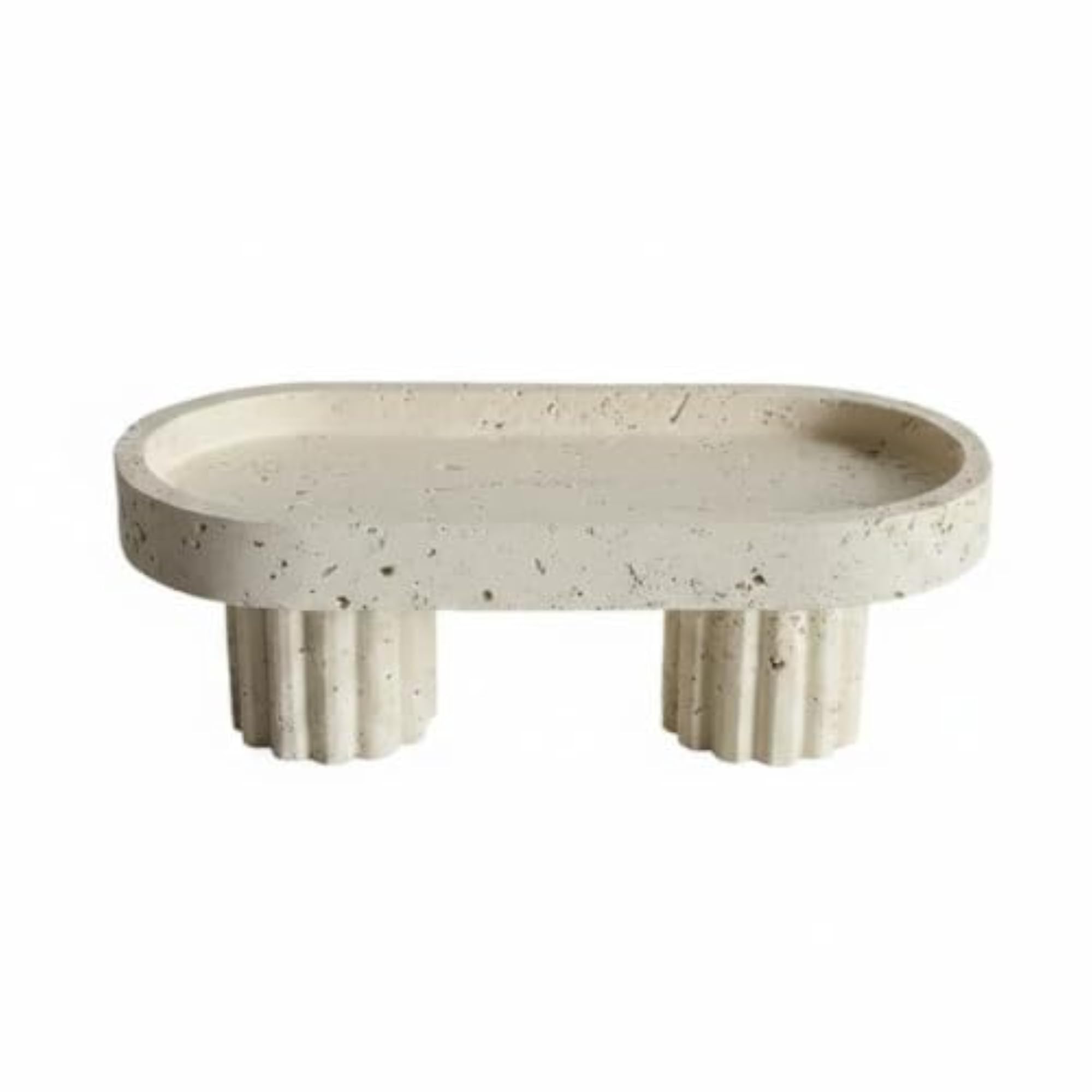 Speckled Surface Ribbed Tray, Sculptural Design Home Decor