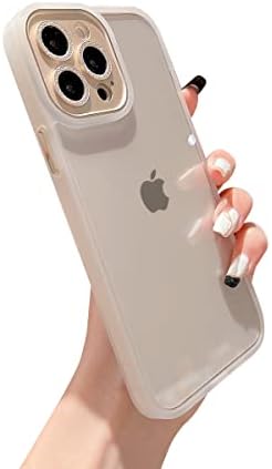 LeLeYun for iPhone 14 Pro Max Case with Metal Bling Camera Lens Cover Cute Sparkly Diamond Slim Clear Back & Matte Bumper Silicone Shockproof Protective Case for Girls and Women - Gold