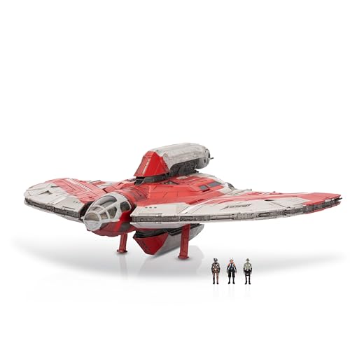 Star Wars Micro Galaxy Squadron Ahsoka Tano's T-6 Jedi Shuttle - 13-Inch Vehicle with Rotating Wings and Three 1-Inch Micro Figure Accessories