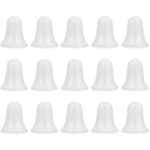 15Pcs Craft Foam Balls Christmas Bubble Bell Ring Foam Cones for DIY Crafts, Xmas Tree Hanging Decor, Wedding Holiday Accessory (White, 9cm)