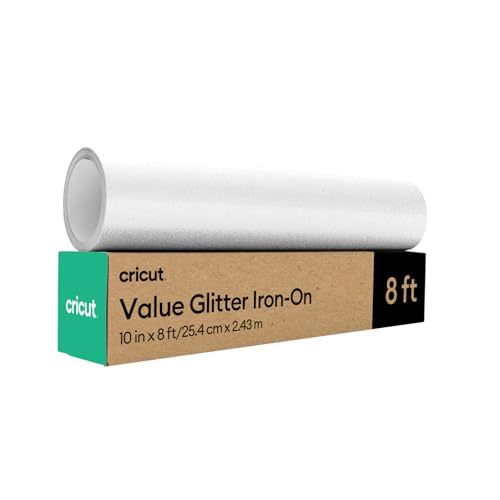 Cricut Value Glitter Iron On, White (10in x 8ft roll) - HTV Heat Transfer Vinyl
