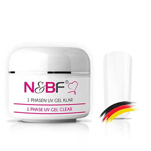 N&BF Gel UV Monophase - 3 en 1 - Base Construction Finition - Manucure/Gel Ongles - Sans Acide - Nail Art - Faux Ongles Viscosité Epaisse (30ml, Transparent)