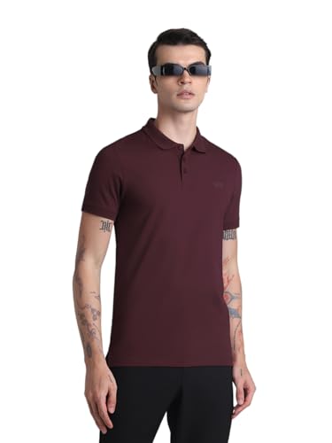 Image of JACK & JONES Men's Cotton Solid Slim Fit Polo T-Shirt