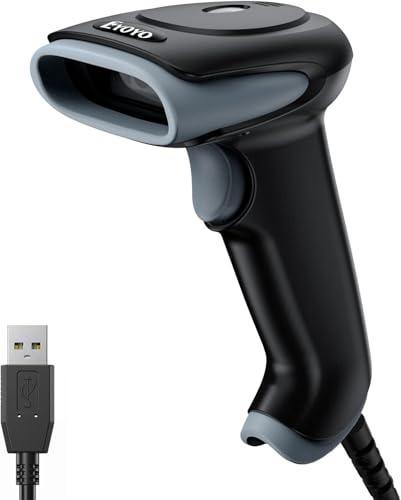 Eyoyo 2D Barcode Scanner, Lector de Códigos de Barras QR con Exploración de Pantalla, Portátil Escáner de Códigos de Barras Cableado con Cable USB para Supermercados Farmacias Bibliotecas Tiendas