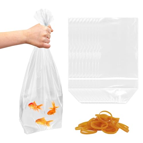 60 Pieces Fish Shipping Bags, Clear HDPE Plastic, Double Bottom Seal, Transport Bags for Live Fish...