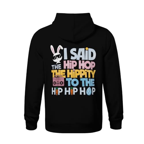 Kids Happy Easter Rabbit Hip Hop Hippity Funny Boys Girls Lightweight Kangaroo Pocket Hoodies3