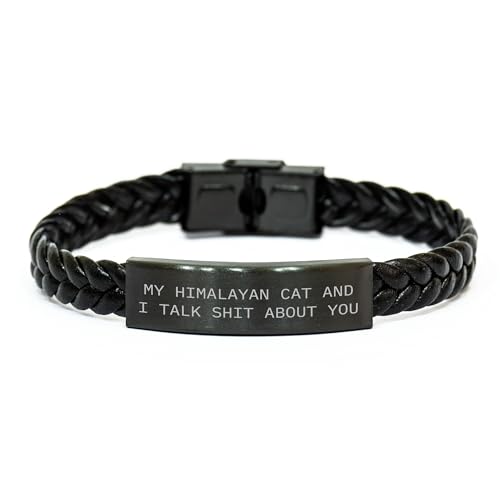 Himalayan Cat Gifts from Friends, Unique Christmas Memorable Presents for Himalayan Cat Lovers with Funny Quote, Braided Leather Bracelet