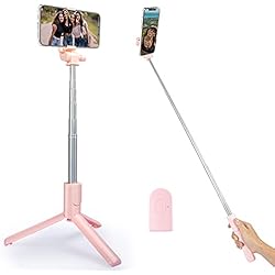 Palo Selfie Rosa Selfie Stick,Selfie Stick Extensible con Control Remoto inalámbrico, Soporte para teléfono con trípode para grabación de Video en Vivo Compatible con iPhone 13 Pro Max/12 Pro Max/11,Galaxy S21,Rosado