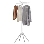 SONGMICS Clothes Drying Rack, 59-Inch Folding Laundry Drying Rack with 3 Rotatable Arms for Hangers, 4 Legs, Stainless Steel, for 27 Pieces of Clothes, White and Silver ULLR510W01