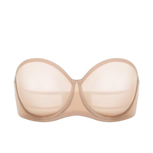 Image of DELIMIRA Women's Cosnufy Strapless Bra Sheer Mesh Plus Size Unlined Underwire Bras