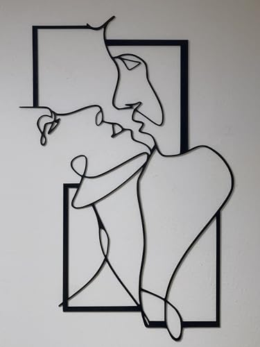 Décoration murale en bois Boutdebois cadre noir 59x39.5cm motif lignes d'amour moderne