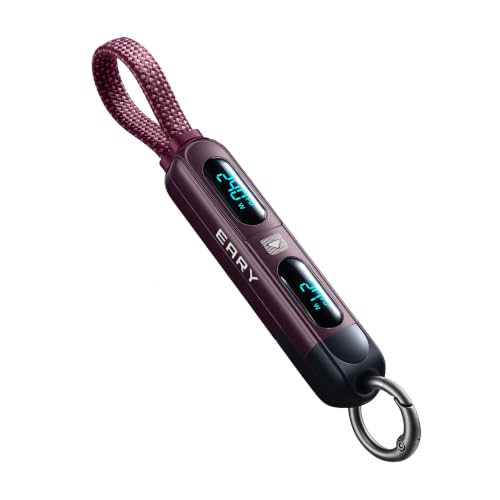 Veedottel 4-in-1 240W Keychain Charging Cable, Dual Display for iPhone 18 | USB A/C to USB C & Lightning, dual LED real-time wattage display, portable magnetic storage for iPad & MacBook