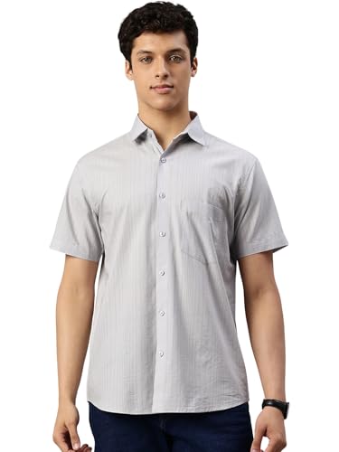 Image of Majestic Man Men's Pure Cotton Dobby Weave Checks Slim Fit Half Sleeve Casual Shirt