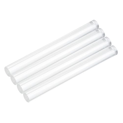 MECCANIXITY 4pcs Acrylic Round Rods 3/8" x 4" Clear Acrylic Dowel Rods Sticks Plastic Sticks Strip for DIY Crafts Lighting Gardening Decorations - 10mm x 100mm