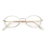 SA106 Classic Retro Oval Round Metal Rim Clear Lens Eyeglasses Gold - Clear