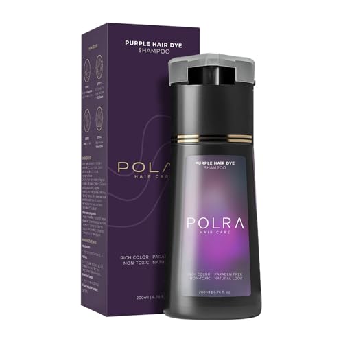 Champú de tinte instantáneo de cuidado del cabello polar, champú de colorante instantáneo de cabello 3 en 1, champús de color de cabello natural para pelos grises cobertura (Purple)