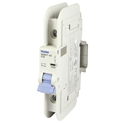 Asi Ndb2T-63C20-1L Din Rail Mount Circuit Breaker, Ul489 Branch Circuit Protection, 1 Pole, 20 Amp, 240V, General Purpose Trip Curve C #TOP20