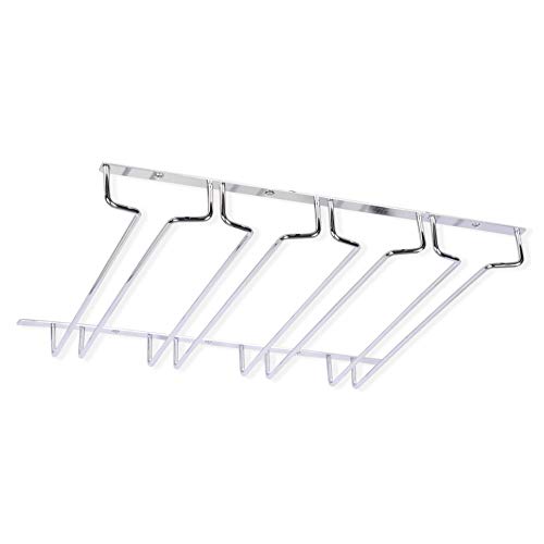 Wallniture Pinot Wine Glass Rack Under Cabinet 17" Champagne, Cocktail and Wine Glass Holder Kitchen Decor Chrome, Set of 2