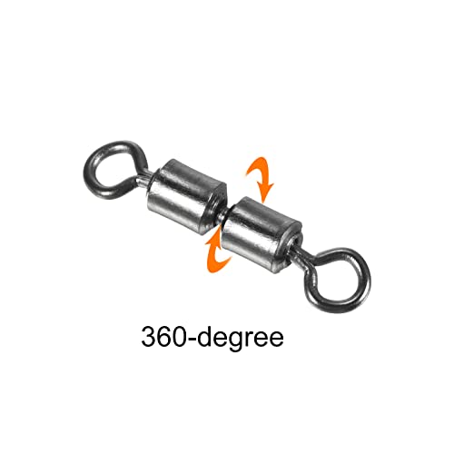 PATIKIL High Speed 2 Roller Swivel, 20Pcs 70lb Copper Barrel Bead Chain Rolling for Saltwater Freshwater Fishing Black - Image 4