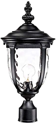 John Timberland Bellagio Vintage Outdoor Post Light Fixture Texturized Black 21" Clear Hammered Glass For Exterior House Porch Patio Outside Garage Garden Driveway Home Lawn #TOP12