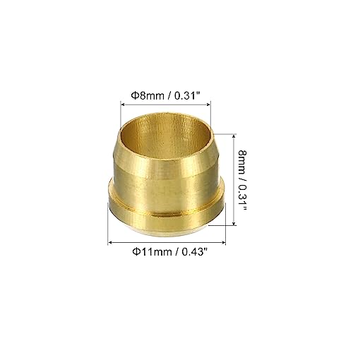 PATIKIL 8mm Tube OD Brass Compression Sleeves Ferrules 5 Pack Brass Compression Fitting Assortment Kit, Gold Tone - Image 2