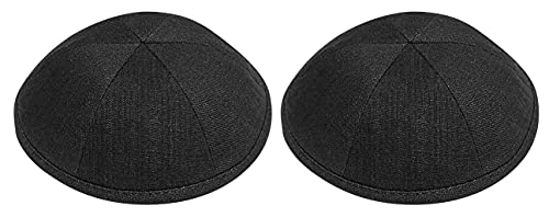 Judaica Place Black Linen Kippah 7" Diameter - 2 Pack