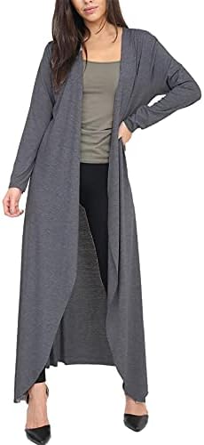 Womens Open Floaty Boyfriend Cardigan Ladies Long Sleeve Full Length Maxi Cardigans image 2