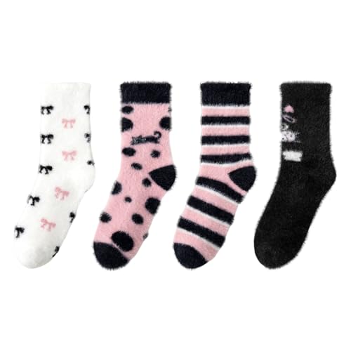 Image of Women Fuzzy socks Winter Fluffy Warm 4-Pairs Cozy Comfy Home Sleeping Socks