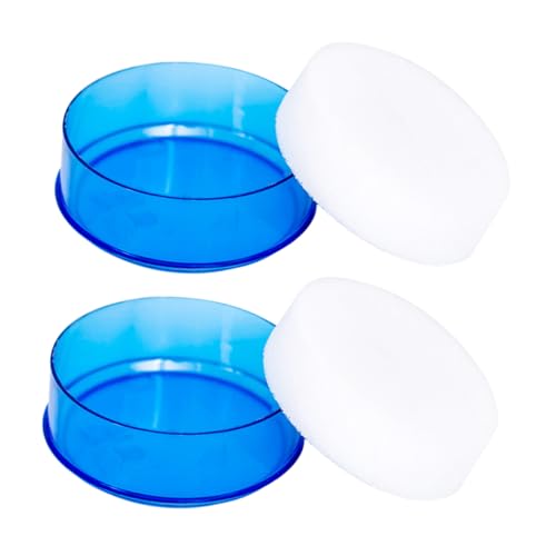 WOONEKY 2 Piezas Esponja Humectante para Dedos de Contenedor Redondo de Plástico Transparente Azul Absorción Rápida de Agua para Dinero Herramienta Multifuncional para Cajeros y Bancos