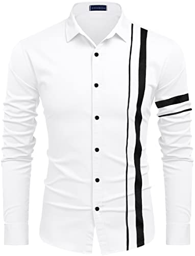 Image of Zombom Men Cotton Polyester Blend Regular Fit Striped Full Sleeve Casual Shirt