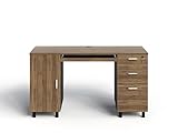 Modern Design Teacher Desk with File Drawer, Desk with Locking Drawers and Storage Cabinet, by Crafts and Comfort (53 Inch Walnut and Black)