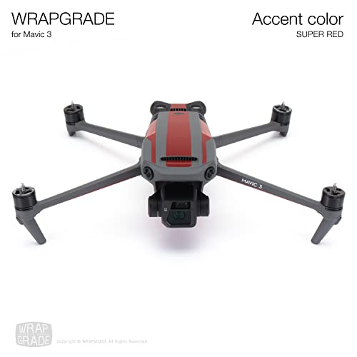 Image of WRAPGRADE Partial Skin Stickers for DJI Mavic 3 / Mavic 3 Classic Accent Color (SUPER RED)