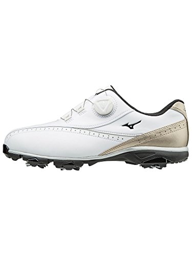 ゴルフシューズ ワイドスタイル002 ボア メンズ ホワイト×ゴールド 24.5 4E