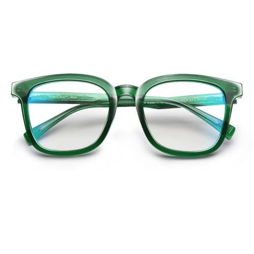 Image of VISOONE Square TR90 Lightweight Anti Glare UV400 Gaming Computer Glasses | 99% Digital Screen Filter Non-Prescription Clear Lens Oversized Frame Trendy Fashion Blue Light Blocking Women Men NOE