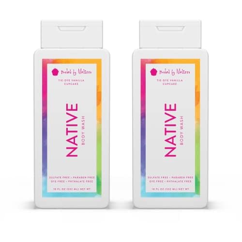 Image of Native Body Wash for Men & Women, Seasonal | Sulfate, Paraben, and Dye Free, with Naturally Derived Clean Ingredients Leaving Skin Soft and Hydrating, Tie-Dye Vanilla Cupcake 18 oz - 2 Pk
