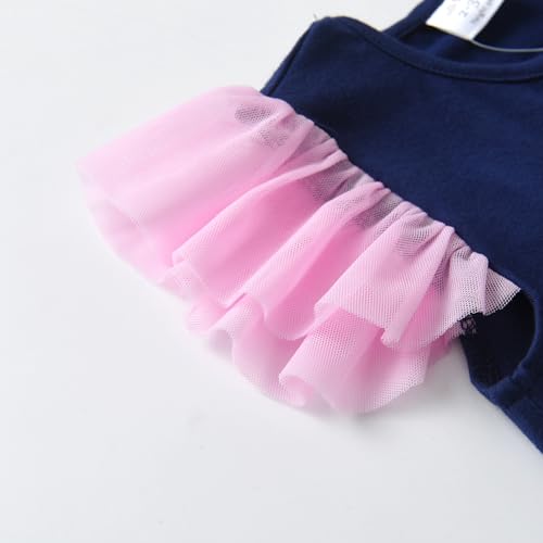 Image of VIKITA Girls T Shirt Cotton Crewneck Ruffle Short Sleeves Summer Casual Tee for Toddler Girl Tops