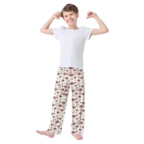 Mushroom Long Pajama Pants Elastic Waist PJ Bottoms with Pockets S A1133073