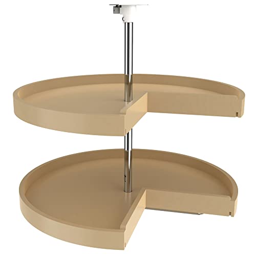 Image of Rev-A-Shelf 28 inch 2-Tier Pie-Cut Lazy Susan for Corner Base Cabinets, Almond