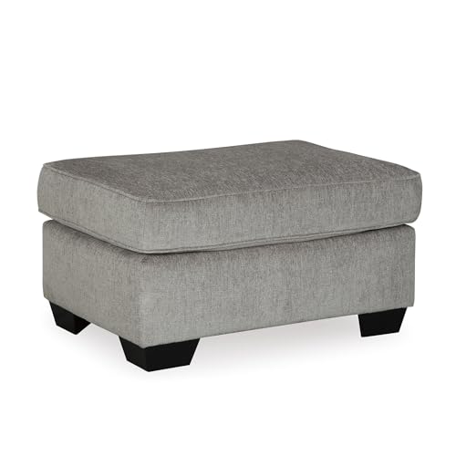 Image of Signature Design by Ashley Altari Rectangular Accent Ottoman, Light Gray | Plush 100% polyester chenille fabric, Sturdy reinforced frame, Versatile seating and footrest, Fits 32 in doorways