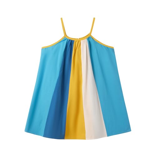 Little Girls Dresses Summer Sleeveless Halter Neck Stripes Dress Casual Beach Sundress for 2-7 Years