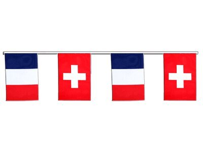Guirlande d'amitié France - Suisse 6 m pour décorer facilement sans risque de déchirure