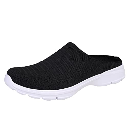 QWUVEDS Men's Slippers Men's Summer Slippers Men's Boots Men's Fashion Summer Men's Slippers Mesh Breathable Lightweight Slip on Flat Casual Half Slippers Men's Winter, black, 10 UK