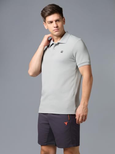 Image of TECHNOSPORT Men's Regular Fit Half Sleeve Polo T-Shirt with Collar, ELASTO Plus Quick Dry Moisture Wicking Polo Tee for Gym Sports Golf and Casual Wear