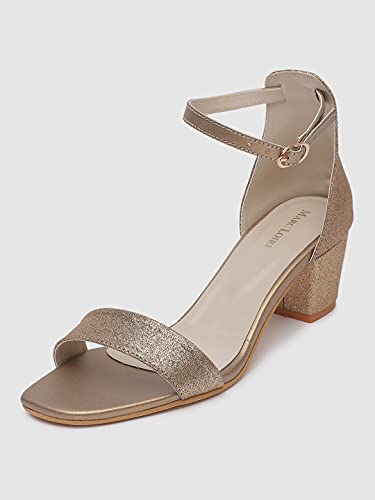 Image of Marc Loire Women's Shimmer Open Toe Comfortable Block Heel Sandals