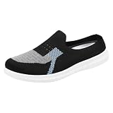 Generisch Zapatos casuales mujer primavera transpirable mosca tejida casual medias zapatillas madre de zapatos zapatillas planas, azul, 37 EU