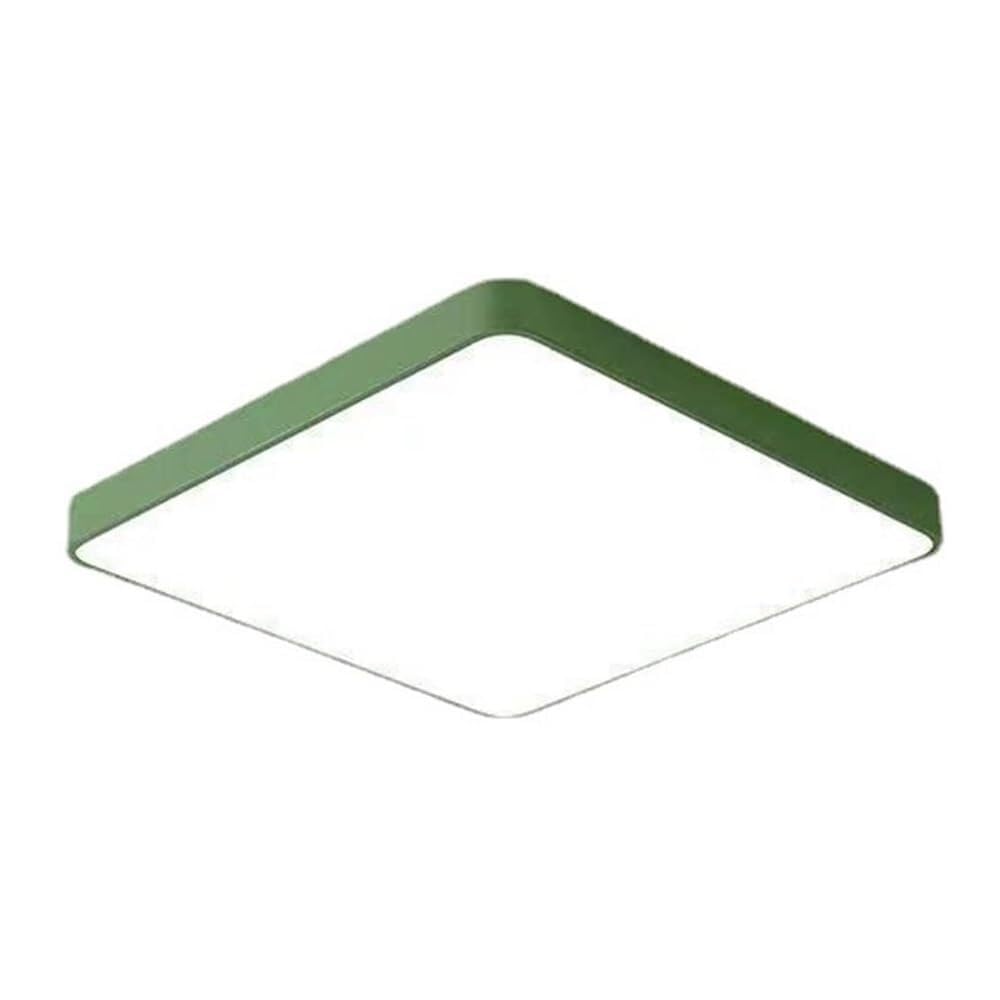 KXEcoLife Semi Flush Mount Ceiling Light Modern LED - with Acrylic Lampshade Three-Color Dimming Lighting for Bedroom Living Room Dining Room(Green Square-50cm)